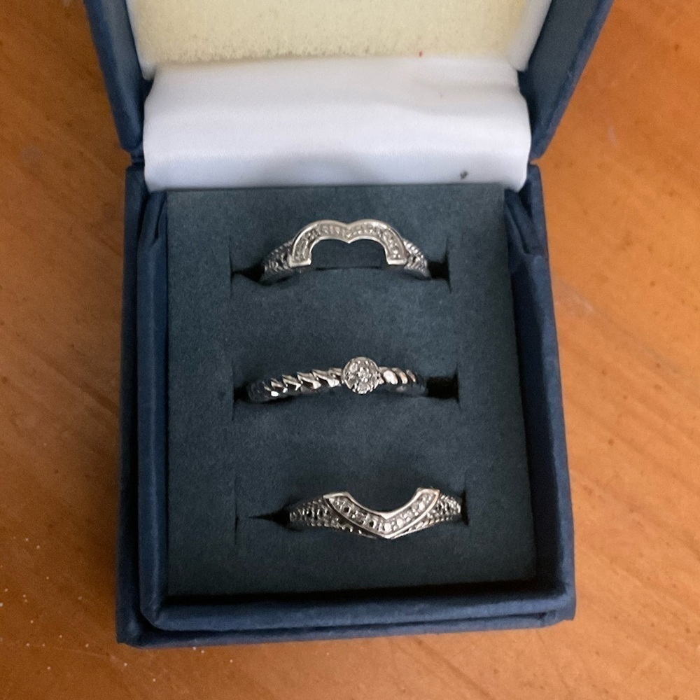 NEW The Bradford Exchange Sterling Silver Cubic Zirconia Twist I Love You Rings